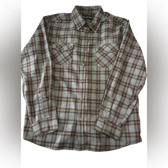 Men's XXL Plaid Flannel Shirt Gray Brown Grunge Workwear Lumberjack Cabincore - Picture 4 of 11
